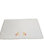 Hand Embroidered Table Top Runner Orange Yellow Daisy Floral Crocheted E... - $8.50