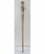 Vintage Nigerian Carved Light Wood Elephant Topped Walking Stick Cane - $1,869.49 MXN