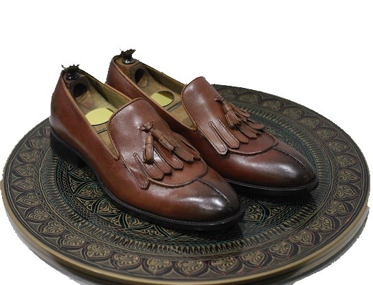 Men's New Handmade Leather Shoes Brown Leather Bespoke Teasel Loafer Slip On