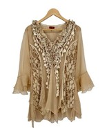 Scully Layered Mesh Lace Tunic Top Y2K Fairycore Coquette Romantic Blous... - $35.64