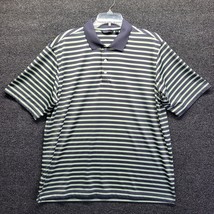 Walter Hagen Men&#39;s Sz L Short Sleeve Striped Polo Shirt Yellow Gray - £9.86 GBP