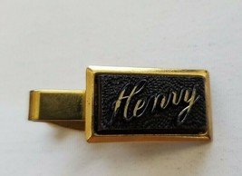 Vintage Tie Bar Clip Clasp Gold &amp; Black for &quot;HENRY&quot; - $4.55
