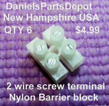 x6 Union Block 2 Wire 2PIN 10A Nylon Tined Brass Connector Terminal Barrier Usa - $4.99