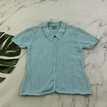 Partners Womens Vintage 90s Cardigan Sweater Size S Short Sleeve Blue Co... - $29.69