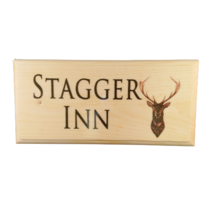 Personalised Pub Name Sign Stag Plaque Stagger Inn Deer Door House Home Bar - $13.69