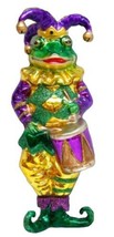 December Diamonds 79-80445 Jester Frog 6&quot; Glass Christmas Ornament Mardi Gras - £14.80 GBP