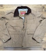 Wrangler Mens Large Hero Barn Jacket Tan Sherpa Corduroy Coat Chore Util... - $47.24 CAD
