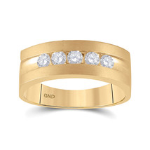 10kt Yellow Gold Mens Round Diamond Wedding 5-Stone Band Ring 1/2 Cttw - £1,055.20 GBP