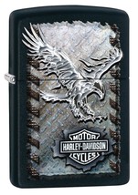 Zippo Lighter 28485 Harley-Davidson® Chrome Eagle Black Matte Pocket Lig... - $34.25
