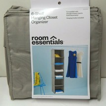 Room Essentials 6-Shelf Hanging Closet Organizer w/Hanging Hooks - GRAY 52x12x12 - £14.12 GBP