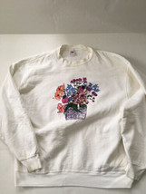 Womens Vtg Fruit Of The Loom USA Sweatshirt Size Large Flowers Floral- R... - £27.18 GBP