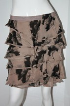 ELIZABETH &amp; JAMES Designer RUFFLED Banded WAIST Skirt 100% SILK L $240 - £133.34 GBP