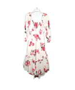 LoveShackFancy Firefly Midi Dress XS Paradise Pink Roses Floral Ruffle V... - £94.84 GBP
