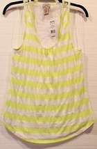 Eyelash Couture Juniors Striped Neon Yellow Sheer Lace Back Racerback Ta... - $14.99