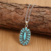 Artificial Turquoise Pendant Alloy Necklace - $20.95