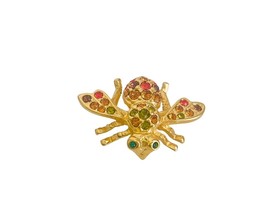Joan Rivers Pave Crystal Fall Colors Rhinestone Gold Tone Bee Brooch Pin VTG - £20.52 GBP