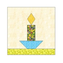 CANDLE PAPER PIECING QUILT BLOCK PATTERN -011A - $2.75