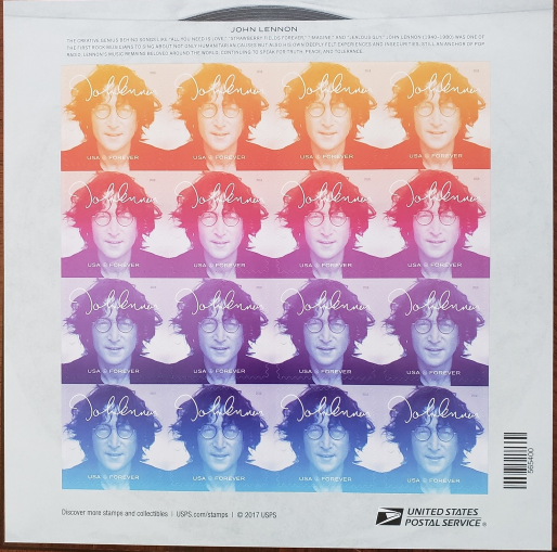 Music Icons JOHN LENNON (1940-1980) - (USPS)  FOREVER STAMPS 16 stamps, mint - $19.95