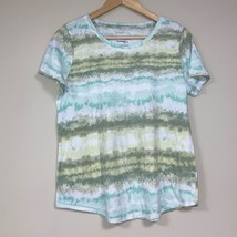 Green Tie Dye Look T-Shirt Women’s Large Everyday Classic Top Loose Flow... - £20.19 GBP