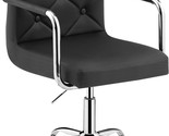 Vecelo Rolling Desk Chair For Home Office Work, Mid Back, Pu Black,, Set... - £71.37 GBP