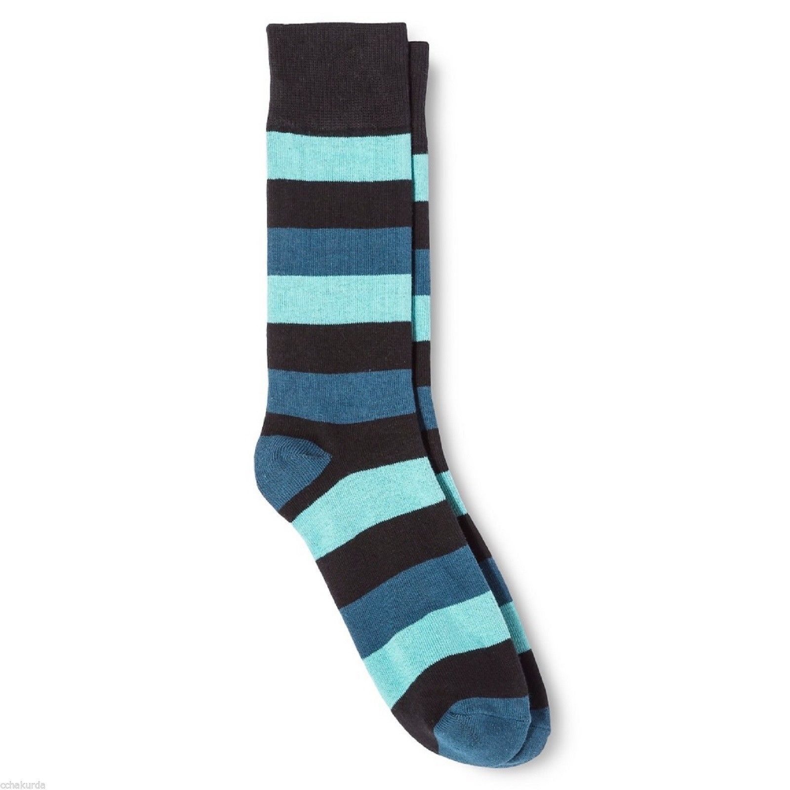 Dress Socks 6 12 Merona Blue Black Wide Stripes NEW Mens - $12.00