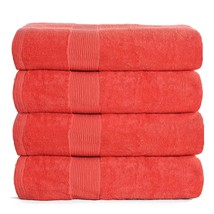 4 Pack Bath Towel Set 27X54, 100% Ring Spun Cotton, Ultra Soft Highly Ab... - £36.16 GBP