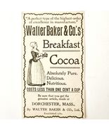 1897 Walter Baker Breakfast Cocoa Advertisement Victorian Chocolate Anti... - $28.01 CAD