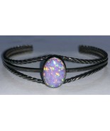 Opal Stone Twisted Rope Adjustable Cuff Bracelet Sterling Silver .925 - $128.74 CAD