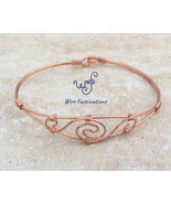 Handmade solid copper bracelet: wire wrapped spiral design inlay - £33.65 GBP