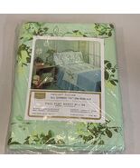 Vintage Sears Twilight Flower Green Full Size Flat Sheet Percale Perma-P... - €29,17 EUR
