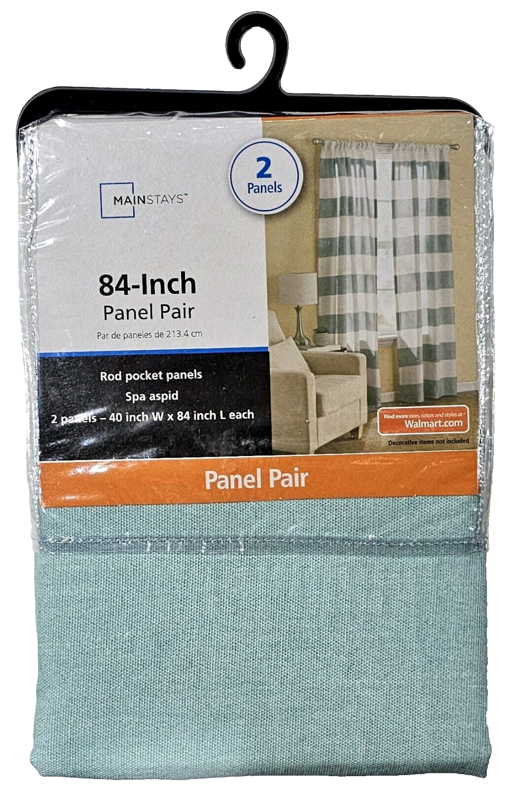 Mainstays 40x84in Panel Pair Rod Pocket Spa Aspid Blue White - £23.76 GBP