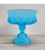 Indiana Glass Blue Satin Kings Crown Compote Candy Dish - £12.35 GBP