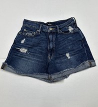 Aero Dark High Rise Curvy Mom Cut Off Jean Shorts Women Size 2 (Measure ... - $13.39