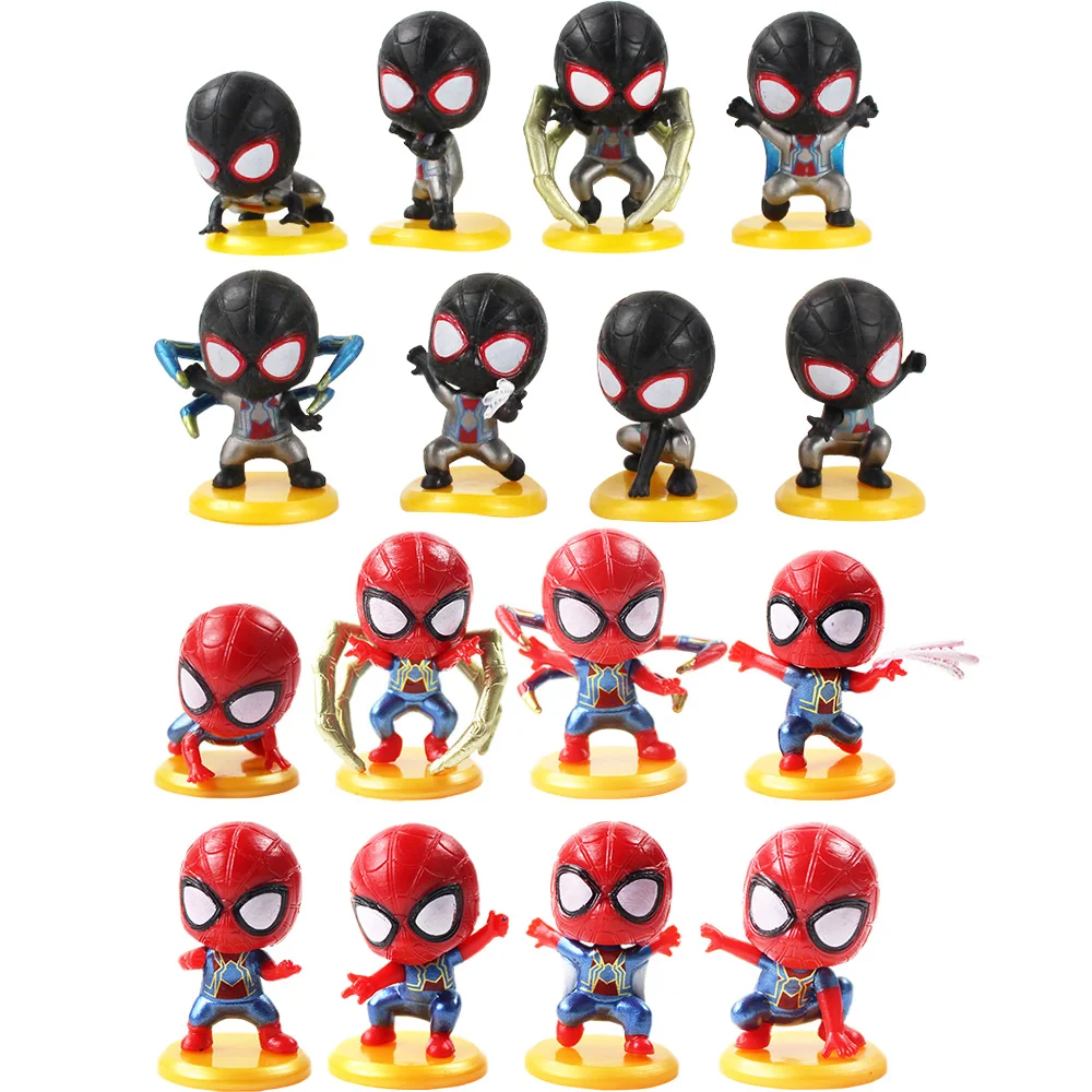 4-5cm 8pcs/Lot Avengers Figures Black Spiderman Venom Cartoon Q Version Iron - £14.23 GBP
