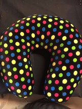 Black Polka Dot Neck Pillow Soft Zipper ~ Perfect for Travel - £7.62 GBP
