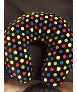 Black Polka Dot Neck Pillow Soft Zipper ~ Perfect for Travel - $9.46