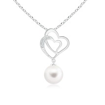 ANGARA Freshwater Pearl &amp; Diamond Pendant Necklace in 14K White Gold (AA, 8MM) - £294.99 GBP