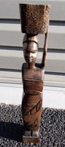 Vintage Hand Carved African Tribal Women Basketbearer &amp; Child Statue Figurine  - £13.03 GBP