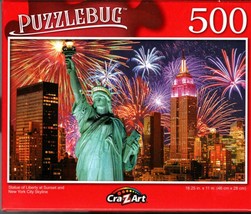 Statue of Liberty at Sunset and New York City Skyline - 500 Pieces Jigsaw Puzzle - £11.66 GBP