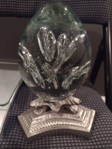 Glass globe egg on stand, rare find, good condition - £32.17 GBP
