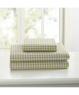 Mary Jane&#39;s Home Gingham Sage Cotton 3-PC King Flat Sheet with Pillowcases - £36.34 GBP