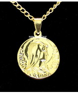 Holy Mary Religious Pendant 24&quot; Necklace Set Gold Plated with Serenity P... - £19.92 GBP