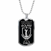 Express Your Love Gifts Golfer Dad Golf Dog Tag Stainless Steel or 18k Gold w 24 - £43.47 GBP