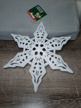 (1) Christmas House 10 1/2&quot; White Glittery Star Ornament Decoration-New-SHIP24HR - £12.49 GBP