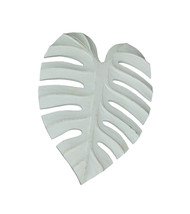 15 Inch White Tropical Leaf Hand Carved Wood Wall Art Hanging Plaque Home Decor - £23.45 GBP