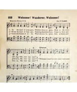 1894 Sheet Music Welcome Wanderer, Welcome Religious Victorian Hymns 7.7... - $19.99