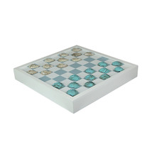 Coastal Themed Seashell Checkers Set With Game Board 13 Inches - £34.68 GBP