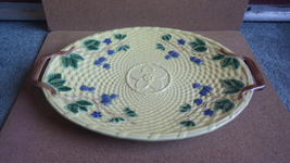 Tiffany &amp; Co Majolica Blackberries Oval Platter Yellow Basket Weave 13 1/2X9 1/2 - £52.77 GBP