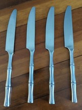 4 Hampton Silversmiths BAMBOO Serrated Edge Dinner Knives 9" Flatware - $13.54