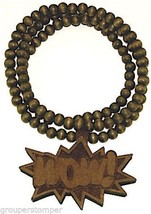 WOW Necklace New Good Wood Style Pendant With 36 Inch wood Bead Necklace - £11.14 GBP